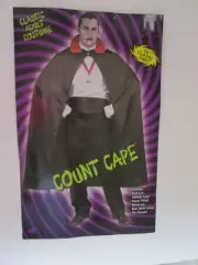 Adult Costume COUNT CAPE w/ RED SATIN STAND-UP COLLAR New OS Dracula VAMPIRE NWT