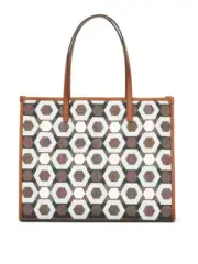 ETRO Geometric Paisley-Print Tote Bag Jacquard Medium Leather PVC Coating Italy