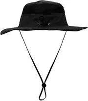 [uxcellmo] Outdoor Men Women Mesh Wide Brim Anti-UV Sun Protection Fishing Hiking Foldable Hat Cap (Black)