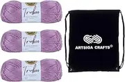 Lion Brand Truboo Mauve 837-145 (3-Skeins - Same Dye Lot) DK Light Worsted #3 Rayon Yarn for Crocheting and Knitting with Project Bag