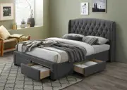 VI Kingston Fabric Uphostered Bed with 4 Drawers - Dark Grey