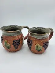 Studio Pottery Rock House Pottery Set Od Two Grape Harvest Italiano Art