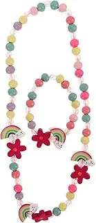 [WRITWAA] Girls Necklace Set Bracelet Set Bead Necklace Bracelet Kit for Boys and Girls Rainbow Jewelry Suit