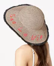 INC International Concepts Sea La Vie Fringe Floppy Hat Tan One Size NWT! $32.50
