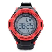 Digital Heart Rate Watch with Elastic Chest Belt - Black + Red