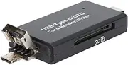 Memory Card Reader High Speed Transmission Type COTG Card Reader for Computer and Mobile Phone (Black)
