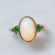 Welo Ethiopian Opal Ring Gemstone Handmade 925 Sterling Silver Jewelry For Women