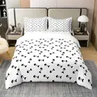 Bone Duvet Cover Full Size 3 Pcs Cute Black White Wild Sealife