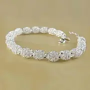 Chain Bracelets,Silver Bracelet,Fashion Bangle,Sterling Silver Bracelet for Women,Ladies 925 Sterling Silver Bracelet Fashion Hollow Silver Beads Bracelet Ladies Sterling Silver Jewellery