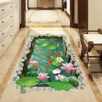 在飛比找蝦皮購物優惠-【3D地貼】3D立體仿真魚塘貼紙墻貼畫地面裝飾浴室衛生間地板