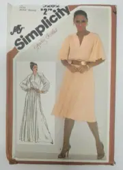 Simplicity 5282 Misses Dress Flutter sleeves Sewing Pattern Size 14 Vintage