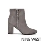 【NINE WEST】TAKES 9X9麂皮粗跟高跟短靴/踝靴-灰色