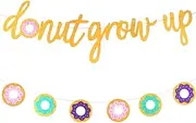 Sidpro Donut Party Supplies Glitter Donut Banners Donut Grow Up Banner Donut Party Garland Glitter Donut Grow Up Banner Grow Up Backgound String Happy Birthday Party Supplies Wall Decorations