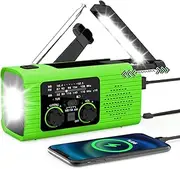 Radios for Emergency, Multifunction Solar Charger Hand Crank Radio NOAA Weather AM/FM Radio 4000mAh with USB Charged, Reading Lamp, Flashlight, SOS Alarm, Headphone Jack for Camping Emergencies