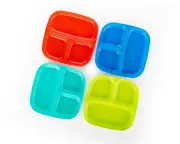 Plastic Divided Meal Plate Tray-3 Compartments Dinner Dish for Baby- Toddler- Ki