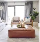 Vintage Relaxing Leather Moroccan Footstool Ottoman Unstuffe 30'' Pouffe