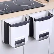 9SHOME 2PACK Collapsible Trash Can Kitchen Hanging Rubbish Bin Waste Compost Bin Small Foldable Garbage Can Folding Wall Mounted for Cabinet RV Car Bedroom Bathroom Kitchen, 7L