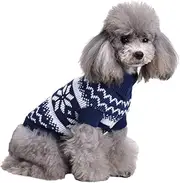 VILLFUL Pet Turtleneck Sweater for Christmas Snowflake Pattern Dog Winter Coat Festive Knitted Pet Costume s Blue