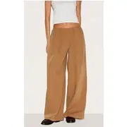 Taupe Stretch Waistband Detail Tailored Pants, Taupe.