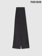 Reiss Black/White Gibson Silk Polka-Dot Dress Scarf (E93720) | $155