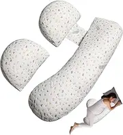 Uandhome Pregnancy Pillows for Sleeping, Maternity Pillow for Pregnant Women, Soft Pregnancy Body Pillow with Detachable and Adjustable Pillow Cover - Support for Belly,Back, Legs,HIPS (White)