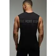 Mens Black MAN Active One More Rep Drop Armhole vest