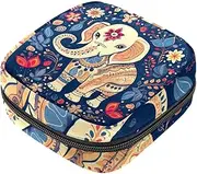 Period Bag,Sanitary Napkin Storage Bag,Cute Cartoon Floral Elephant,Tampon Bag for Purse