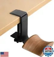 Jcurycke Headphone Holder with 6cm Wide Walnut Headrest,Adjustable Clamp-on H