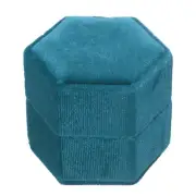 Necklace Storage Ring Case Box Light Blue Hexagon 2.6x2.2x2.2 Inch Corduroy