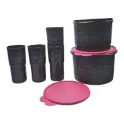 Tupperware Kaliopi Fiesta Set Stacking Canisters and 16 oz. Tumblers