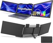 MagicRaven Dual Laptop Screen Extender, 14" 1080P Triple Portable Monitor, Type-C (No HDMI) Plug and Play for 14”-16.5” Laptops, 270° Rotation Attachment Display for Windows, MacOS, Chrome