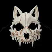 Animal Skeleton Mask Halloween Resin Dog Skull Bone Teeth Scary Horror Devil Wolf Werewolf Mask Half Mask F black/white/red