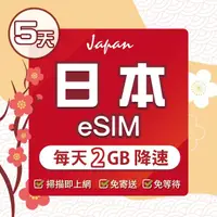 在飛比找momo購物網優惠-【環亞電訊】eSIM日本全網通5天每天2GB(日本網卡 do