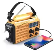 Weather Radio 5000 Solar Hand Crank Emergency Radio 5 Ways Powered Yellow
