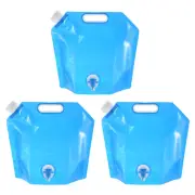3Pcs 5L Collapsible Water Container Bag with Spigot PE Folding Water Jug Blue