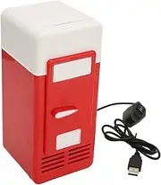 Mini Fridge, Desktop Portable Electric Small Beverage Drink Can Cooler Beverage Refrigerator USB Fridge Cooler Refrigerator for Bedroom Car Dorm Room (Red)