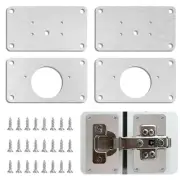 4 Pack Cabinet Hinge Repair Plate Kit Stainless Steel Hinge Fixing Plate