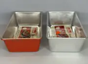 2 NEW Vintage Chilton USA BREAD LOAF Pans 1 Red 1 Silver Aluminum Made In USA