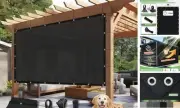 90% Outdoor Sun Shade Cloth, 12'×16' Pergola Shade Cover 1 2 X 1 6 FT Black