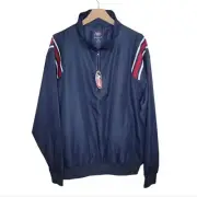 NWT Adams | Navy Umpire Quarter Zip Pullover Jacket Red Arm Stripes Size Large