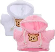 SHINEOFI 2pcs Plush Bear Doll Costume Stuffed Animal Clothes Bear Hoodie Sweater Cute Tiny Clothes DIY Bear Toy for Crafts
