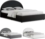 ALFORDSON Bed Frame with Gas Lift Storage, King Size Bed Base with Padded Headboard, Howell Mattress Foundation withfor Bedroom, Apartment, Living Room and Office, Black PU Leather