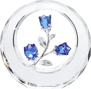 LONGWIN Crystal Tulips Flower Figurines with a Outer Circular Ring, Glass Spring Bouquet Collectible Figurines Home Decor - Gift Idea for Mothers Day, Valentine's Day (Cobalt Blue)