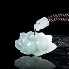 Real Grade A Natural White Green Jade Jadeite Women Lucky Lotus Flower Pendant