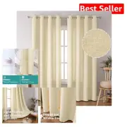 Elegant Light-Filtering Faux Linen Curtains - 84 Inch Grommet Drapes (2 Panels)