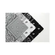 Set of 3 Cotton Paisley Bandanas Dark Grey, Black & White