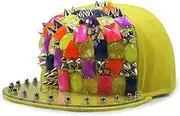[HAMKVBPR] Baseball Cap Unisex Punk Hip Hop Flat Brim Street Dance Cap Baseball Cap Flat Cap Outdoor Sports Hat(Yellow)