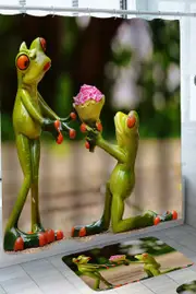 Adorable and Romantic Frog Couple Shower Curtain