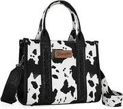 [Montana West] Wrangler Tote Handbag for Women Cow Print Purse Top Handle Handbags