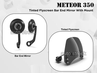 Genuine Royal Enfield Meteor 350cc Tinted Flyscreen & Endbar Mirror With Mount